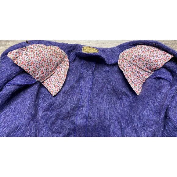 Vintage Women’s Open Front Mohair Wool Winter Coat Purple Coat by Andrew Stewart - Picture 5 of 6